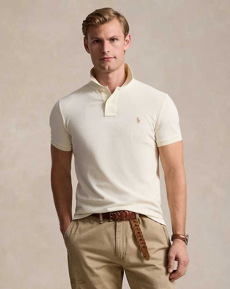 Camisa Polo Ralph Lauren Slim Fit Mesh Hombre Creme | GTWRNFY-09 - vista 1