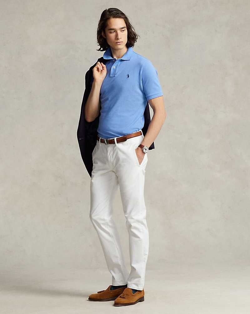 Camisa Polo Ralph Lauren Slim Fit Mesh Hombre Azules | QNJKYWM-13 - vista 3