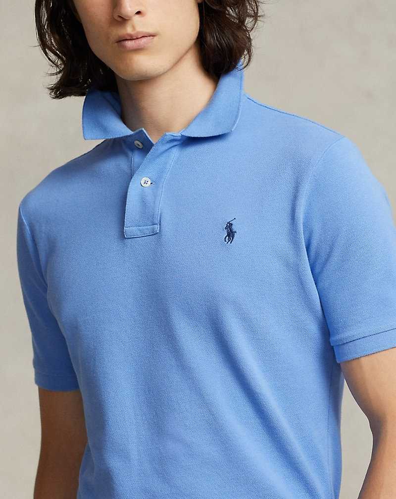 Camisa Polo Ralph Lauren Slim Fit Mesh Hombre Azules | QNJKYWM-13 - vista 5