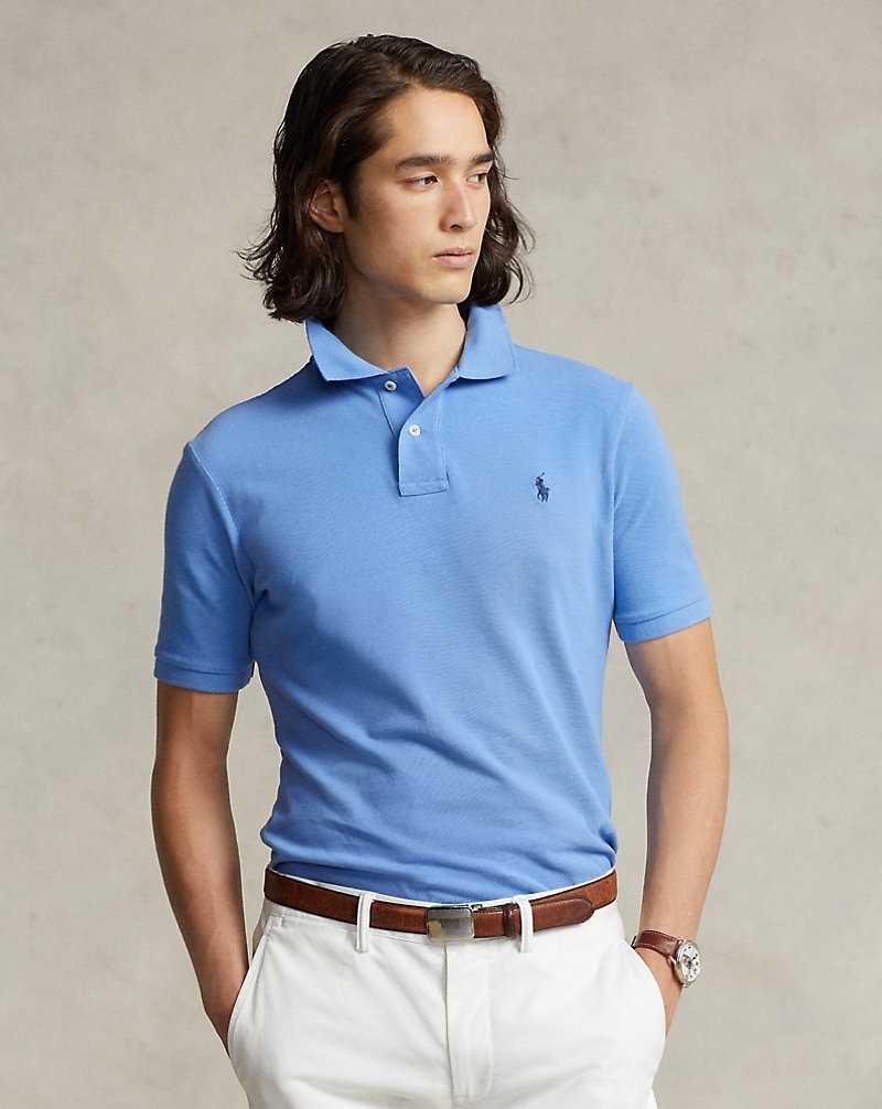 Camisa Polo Ralph Lauren Slim Fit Mesh Hombre Azules | QNJKYWM-13 - vista 1