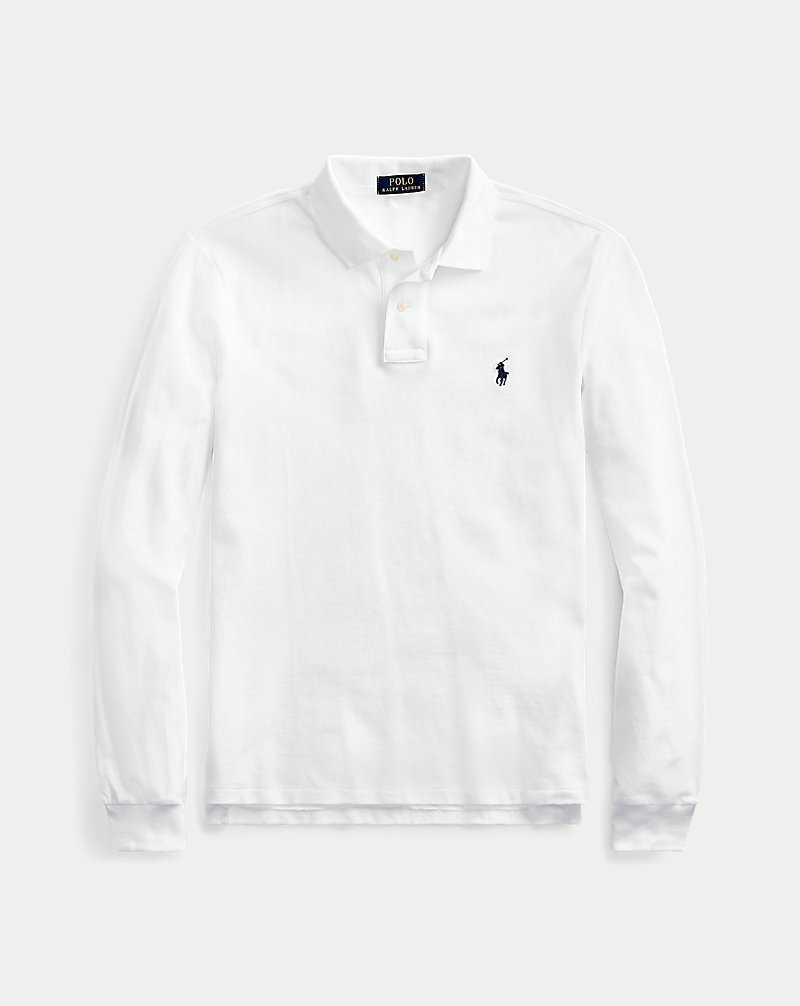 Camisa Polo Ralph Lauren Slim Fit Mesh Long-Sleeve Hombre Blancos | DOGHBZR-06 - vista 2