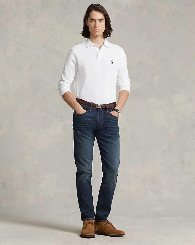 Camisa Polo Ralph Lauren Slim Fit Mesh Long-Sleeve Hombre Blancos | DOGHBZR-06 - vista 3