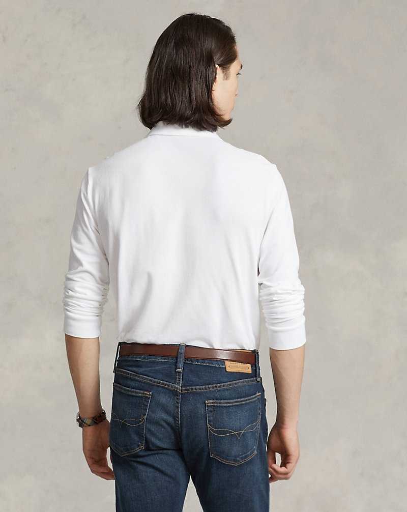 Camisa Polo Ralph Lauren Slim Fit Mesh Long-Sleeve Hombre Blancos | DOGHBZR-06 - vista 4
