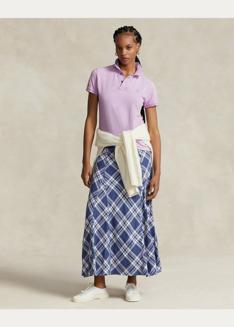 Camisa Polo Slim Fit Mesh Mujer Morados | FPDJ23460 - vista 2