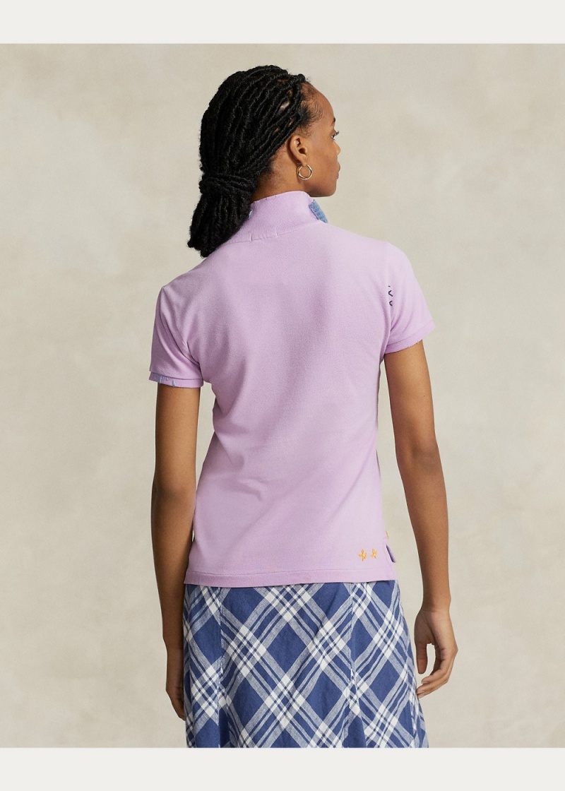 Camisa Polo Slim Fit Mesh Mujer Morados | FPDJ23460 - vista 3
