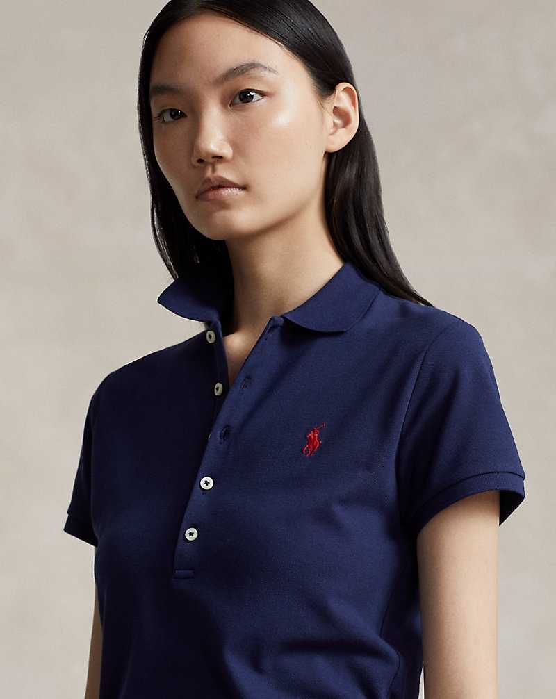 Camisa Polo Ralph Lauren Slim Fit Stretch Mujer Azul Marino | MCUNIAZ-98 - vista 5
