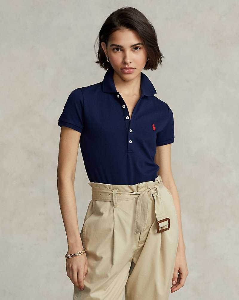 Camisa Polo Ralph Lauren Slim Fit Stretch Mujer Azul Marino | MCUNIAZ-98 - vista 1