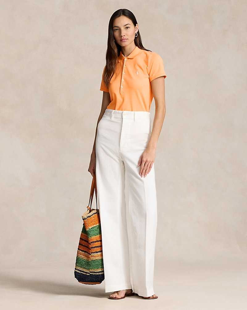 Camisa Polo Ralph Lauren Slim Fit Stretch Mujer Naranjas | QVWZKJO-47 - vista 3