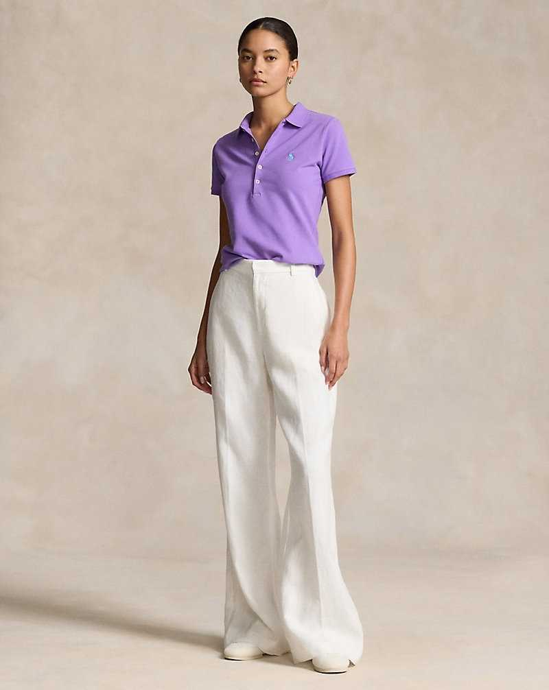 Camisa Polo Ralph Lauren Slim Fit Stretch Mujer Morados | RHXLCWV-16 - vista 3
