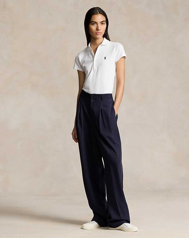 Camisa Polo Ralph Lauren Slim Fit Stretch Mujer Blancos | HPWYNFV-78 - vista 3