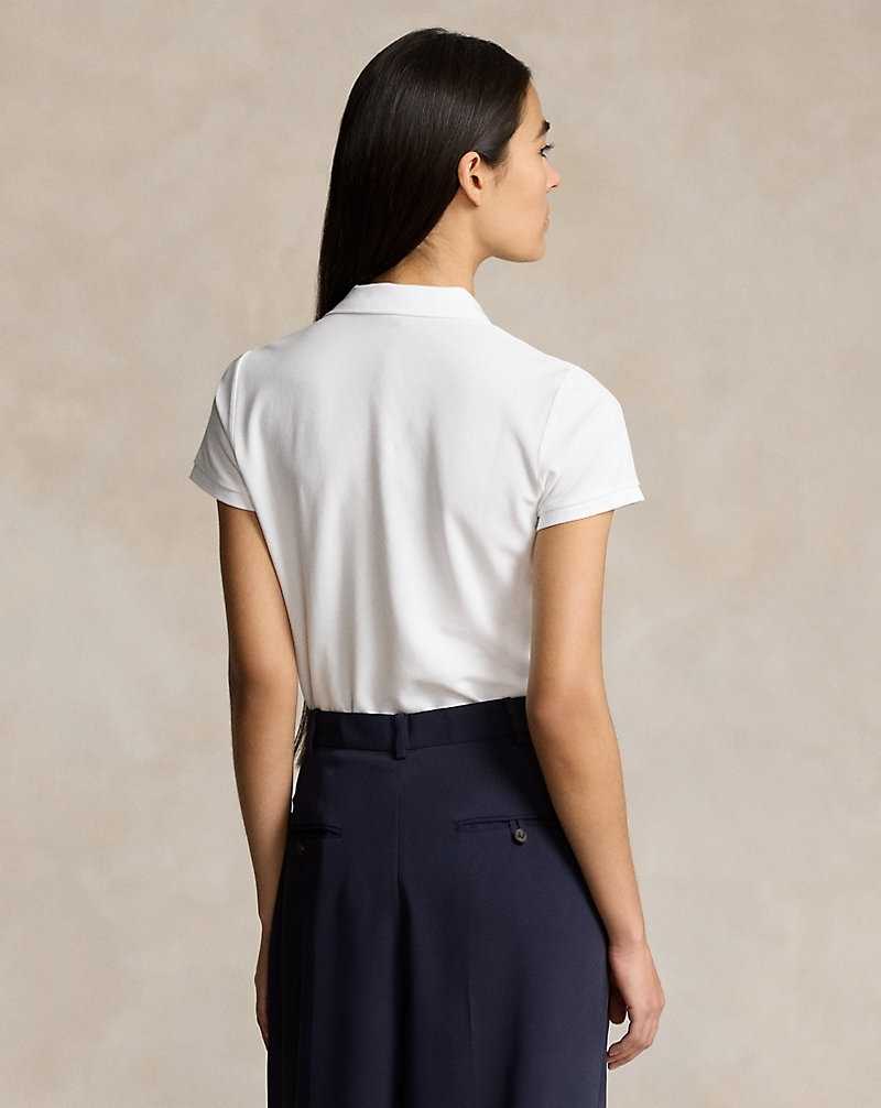 Camisa Polo Ralph Lauren Slim Fit Stretch Mujer Blancos | HPWYNFV-78 - vista 4