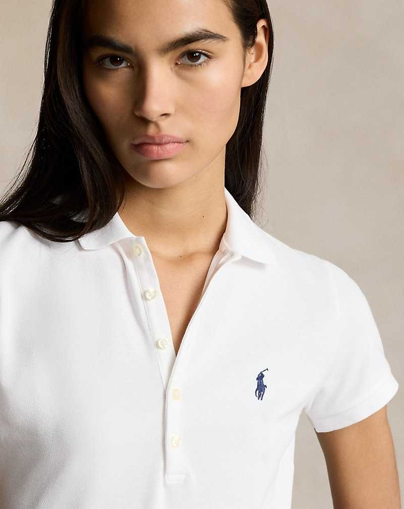 Camisa Polo Ralph Lauren Slim Fit Stretch Mujer Blancos | HPWYNFV-78 - vista 5