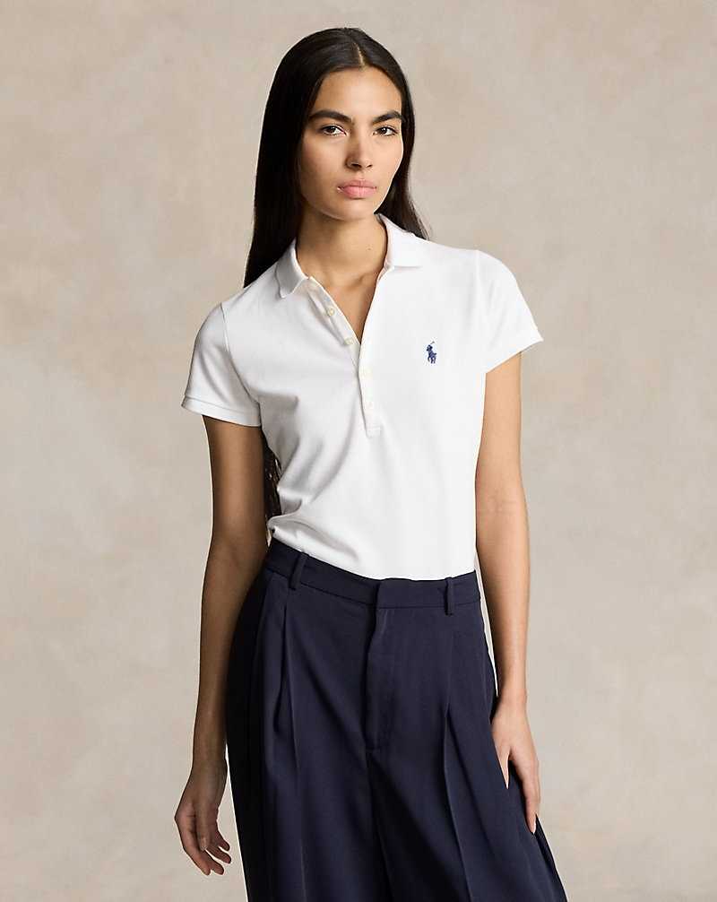 Camisa Polo Ralph Lauren Slim Fit Stretch Mujer Blancos | HPWYNFV-78 - vista 1