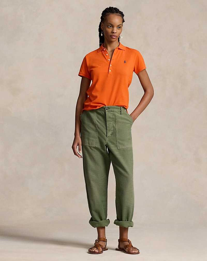 Camisa Polo Ralph Lauren Slim Fit Stretch Mujer Naranjas | OKUTIQJ-31 - vista 3