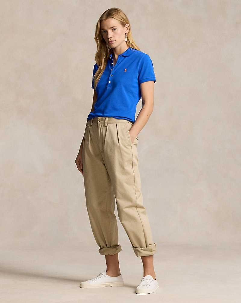 Camisa Polo Ralph Lauren Slim Fit Stretch Mujer Azules | OUGBZMN-63 - vista 3