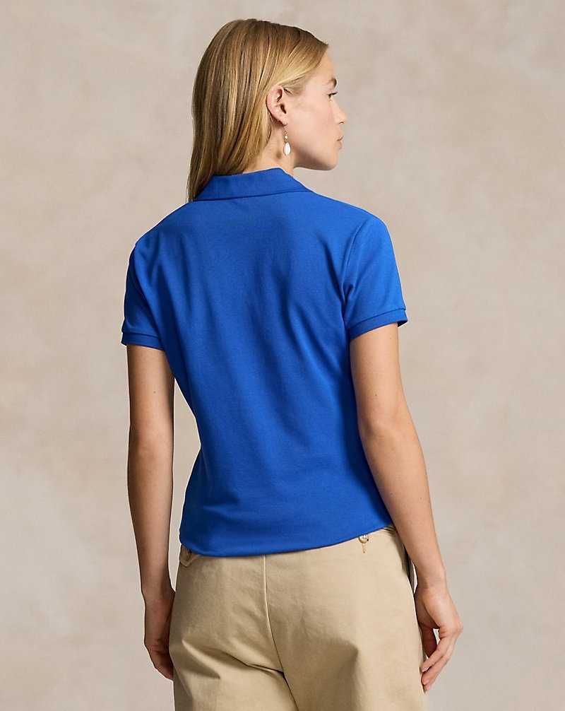 Camisa Polo Ralph Lauren Slim Fit Stretch Mujer Azules | OUGBZMN-63 - vista 4