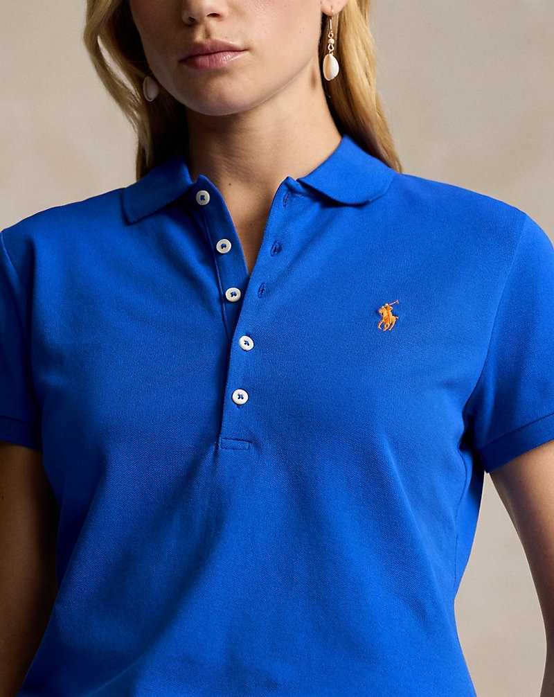 Camisa Polo Ralph Lauren Slim Fit Stretch Mujer Azules | OUGBZMN-63 - vista 5