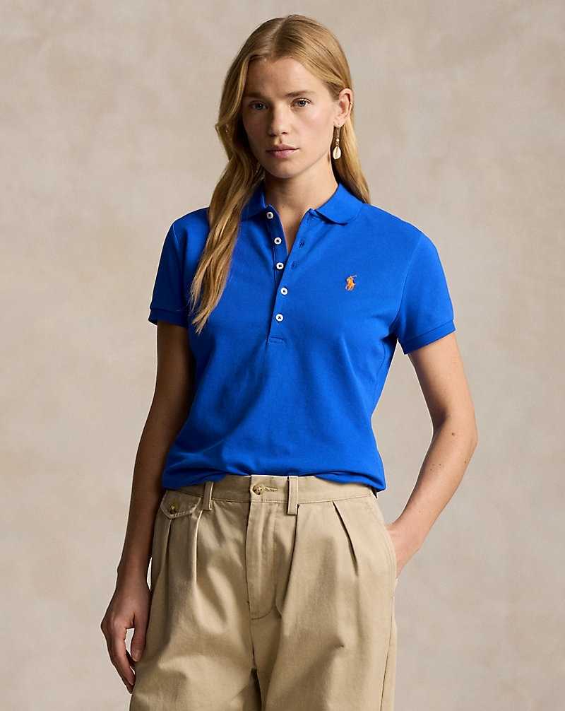 Camisa Polo Ralph Lauren Slim Fit Stretch Mujer Azules | OUGBZMN-63 - vista 1