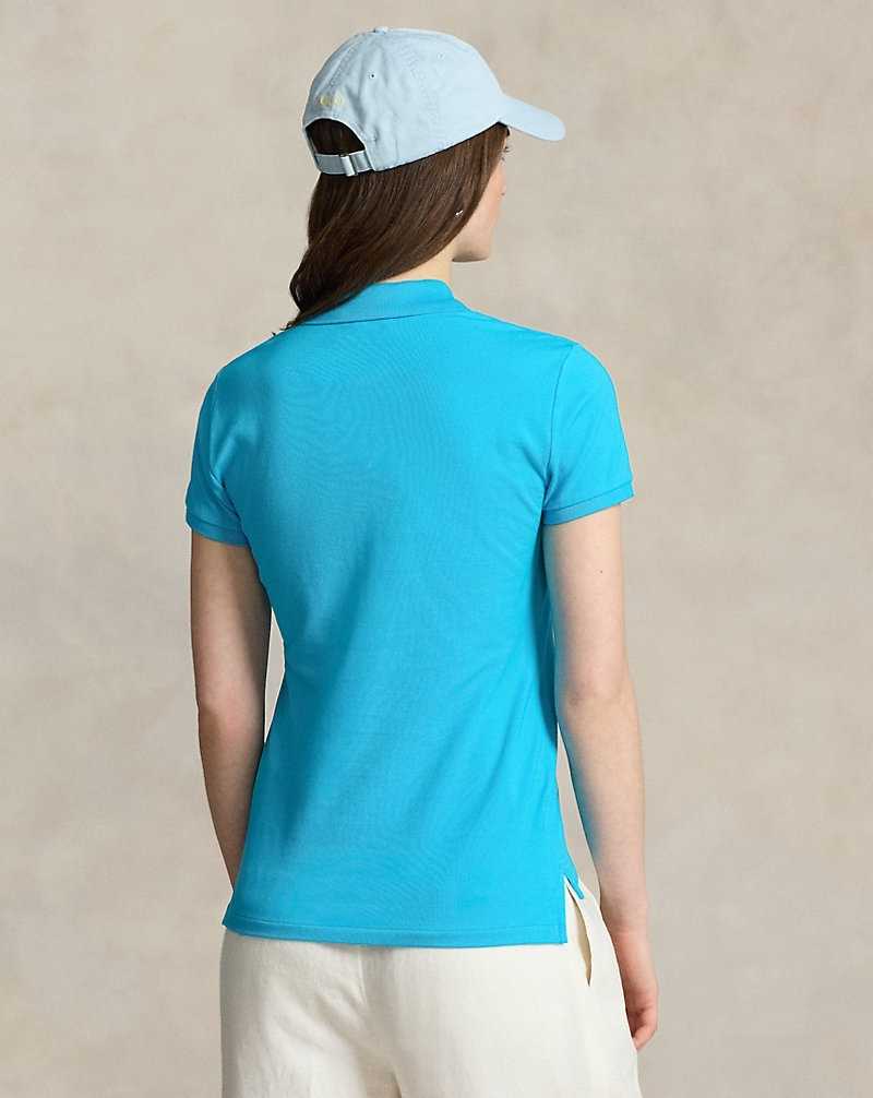 Camisa Polo Ralph Lauren Slim Fit Stretch Mujer Azules | MCOGNUQ-20 - vista 4