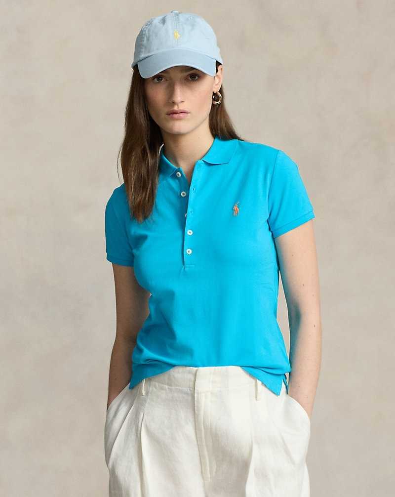 Camisa Polo Ralph Lauren Slim Fit Stretch Mujer Azules | MCOGNUQ-20 - vista 1
