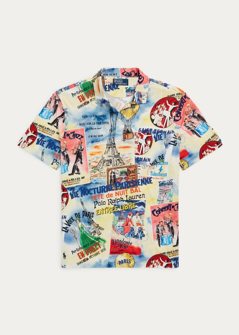 Camisa Polo Standard Fit Printed Jersey Hombre Blancos | FJDO96107 - vista 2