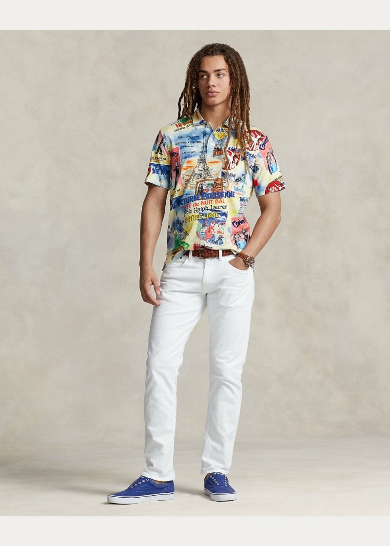 Camisa Polo Standard Fit Printed Jersey Hombre Blancos | FJDO96107 - vista 3