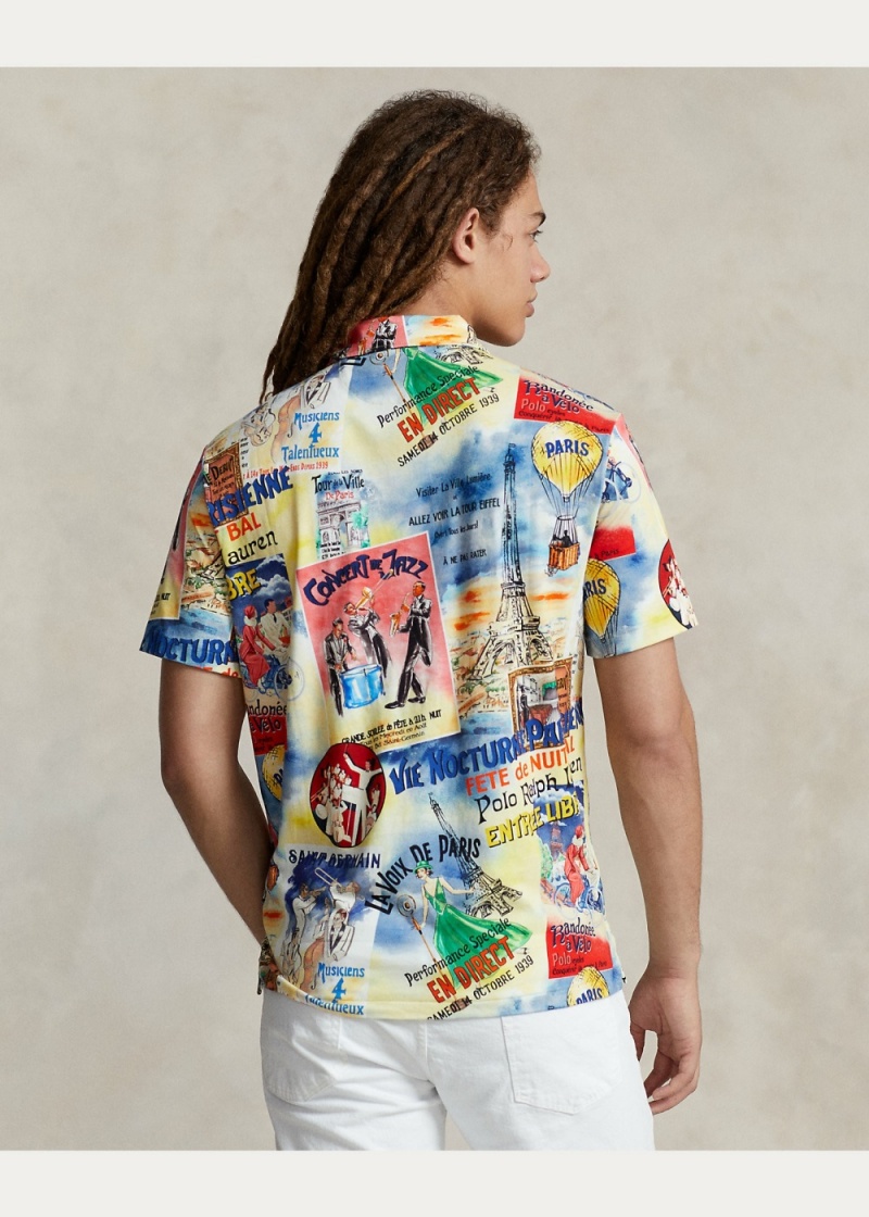 Camisa Polo Standard Fit Printed Jersey Hombre Blancos | FJDO96107 - vista 4