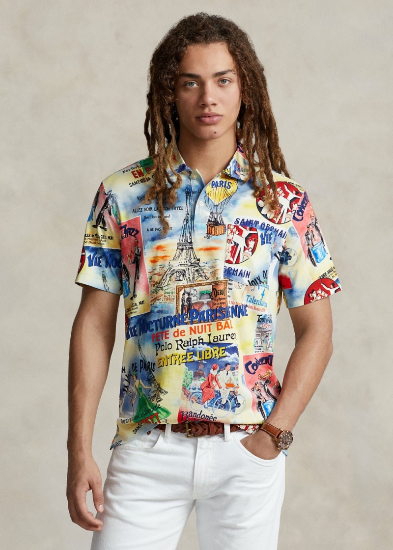 Camisa Polo Standard Fit Printed Jersey Hombre Blancos | FJDO96107 - vista 1