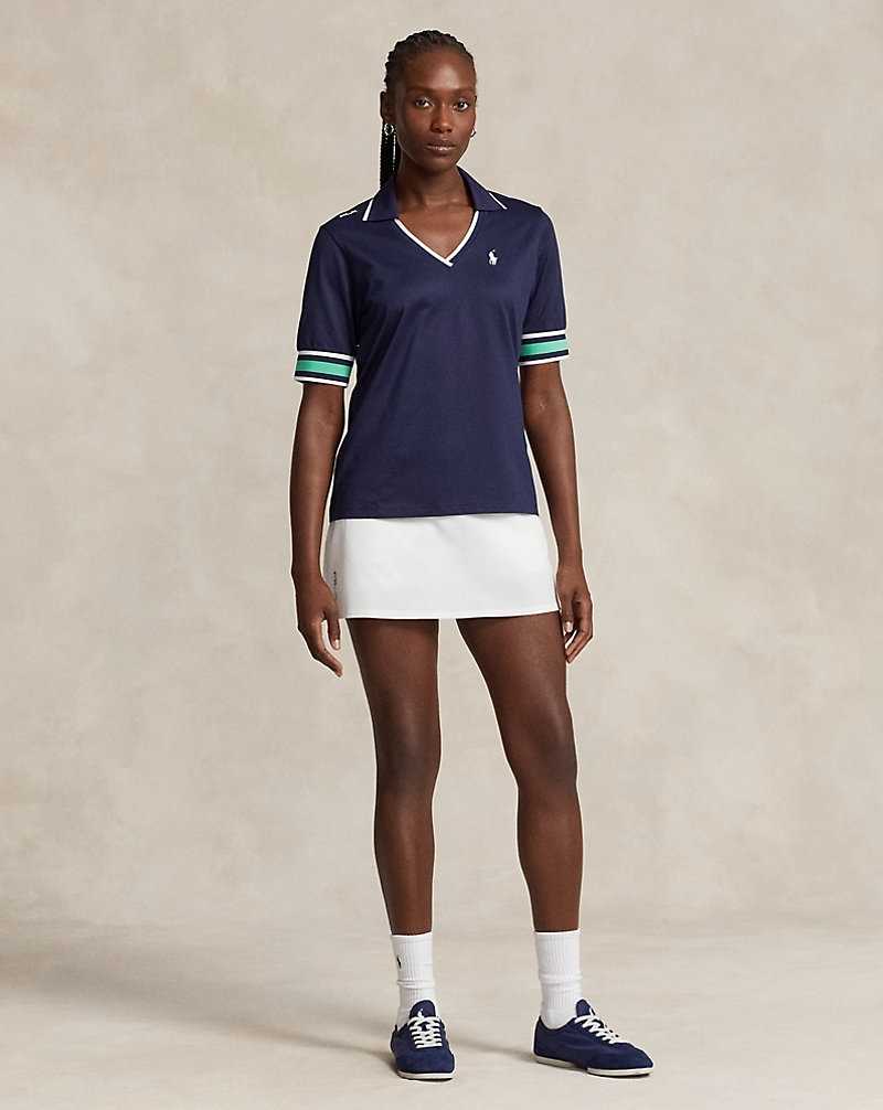 Camisa Polo Ralph Lauren Tailored Fit Cricket Mujer Refnd Nvy/Crse Grn/Crmc W | HZPOKDA-08 - vista 3