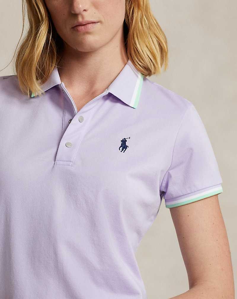Camisa Polo Ralph Lauren Tailored Fit Jersey Mujer Flwr Prpl/Ath Grn/Crmc Wh | XKPICTF-36 - vista 5