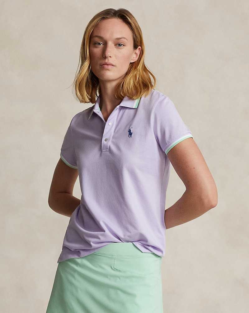 Camisa Polo Ralph Lauren Tailored Fit Jersey Mujer Flwr Prpl/Ath Grn/Crmc Wh | XKPICTF-36 - vista 1