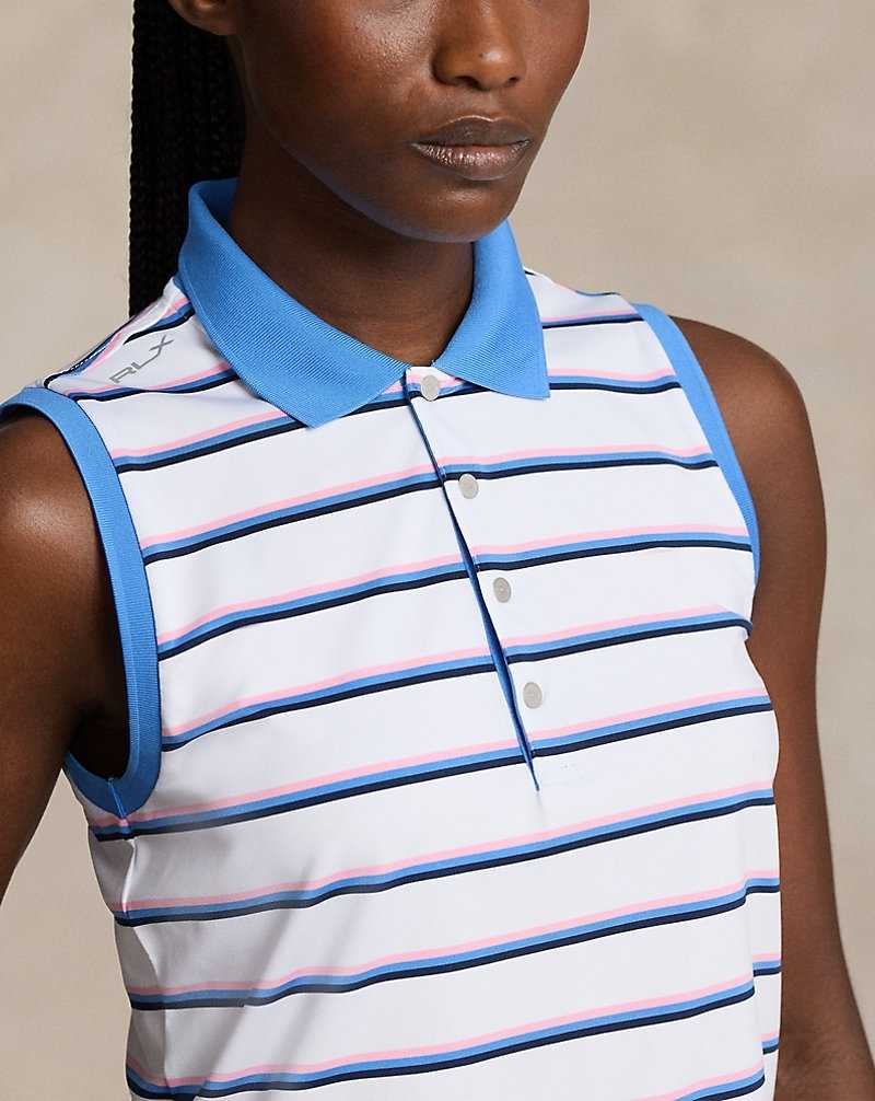 Camisa Polo Ralph Lauren Tailored Fit Sleeveless Mujer Blancos | DJTZEOG-80 - vista 5
