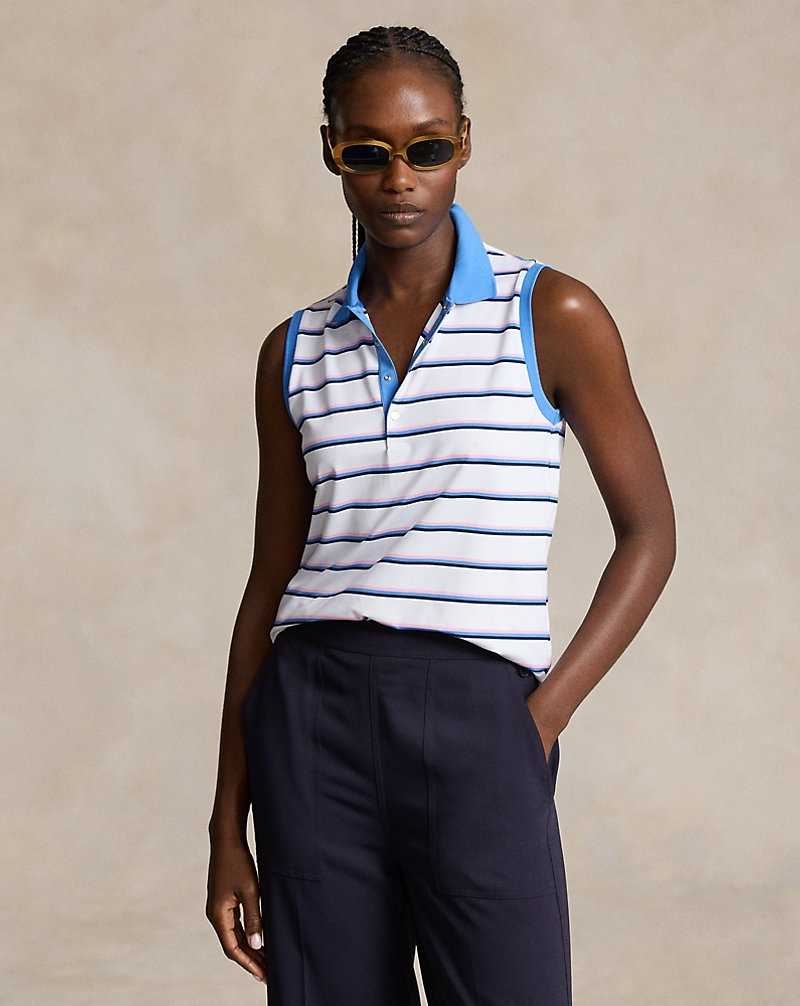 Camisa Polo Ralph Lauren Tailored Fit Sleeveless Mujer Blancos | DJTZEOG-80 - vista 1