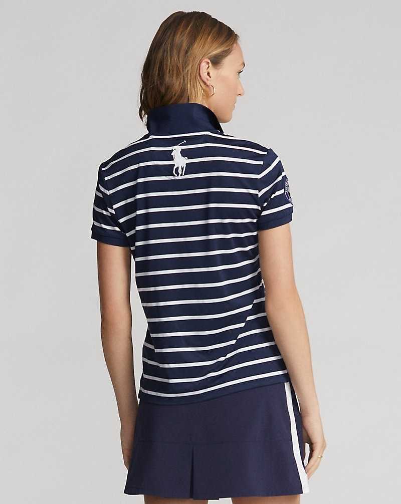 Camisa Polo Ralph Lauren Wimbledon Ballperson Striped Mujer Rfd Nvy/Cer Wht | SODLMRY-07 - vista 4