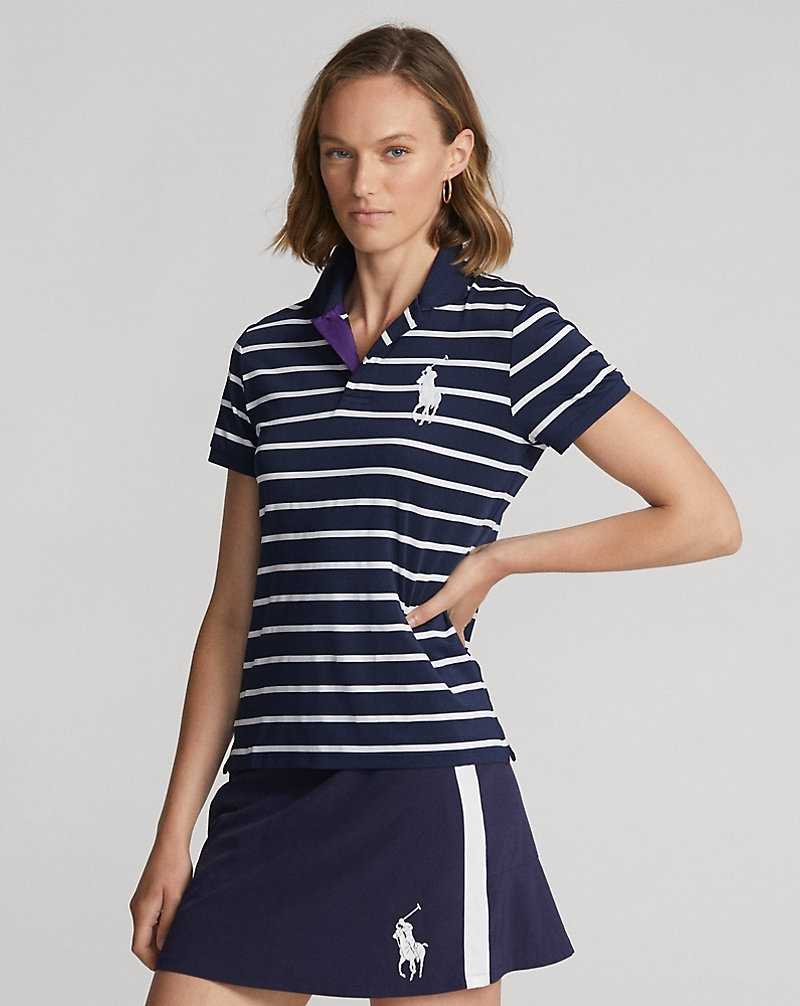 Camisa Polo Ralph Lauren Wimbledon Ballperson Striped Mujer Rfd Nvy/Cer Wht | SODLMRY-07 - vista 1