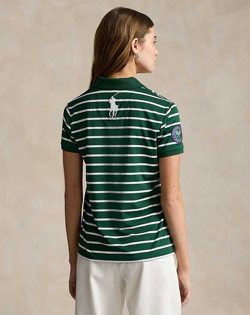 Camisa Polo Ralph Lauren Wimbledon Tailored Fit Greensperson Mujer Northwest Pine/Ceramic Wh | WAJOCXM-17 - vista 4