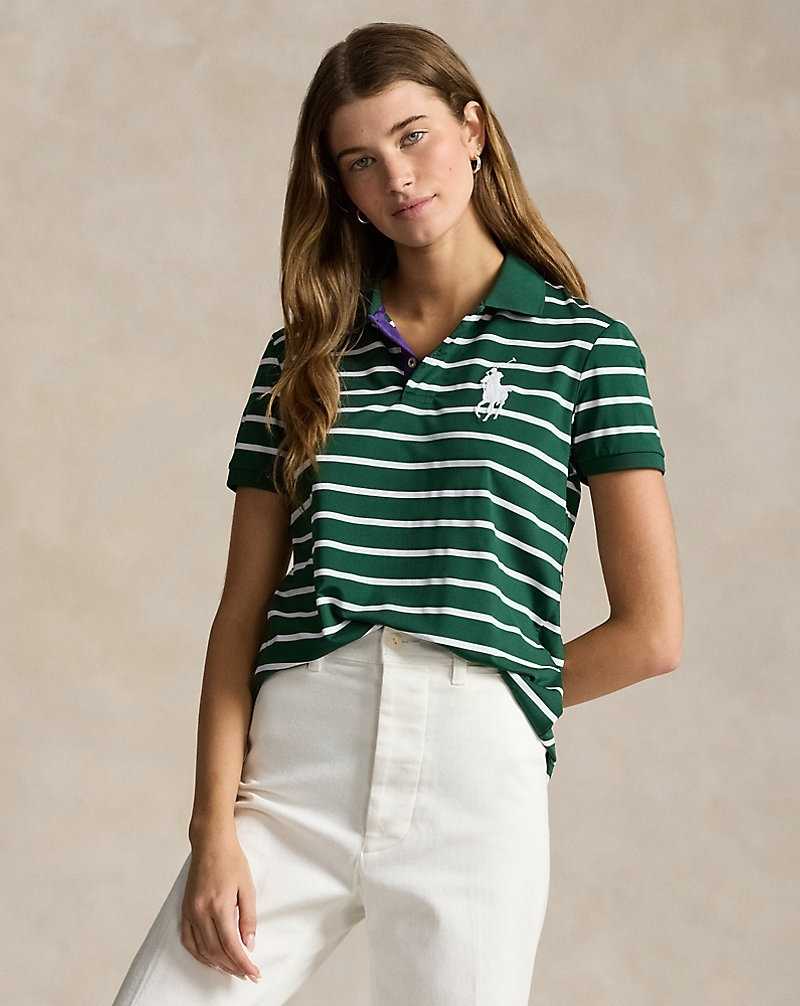 Camisa Polo Ralph Lauren Wimbledon Tailored Fit Greensperson Mujer Northwest Pine/Ceramic Wh | WAJOCXM-17 - vista 1