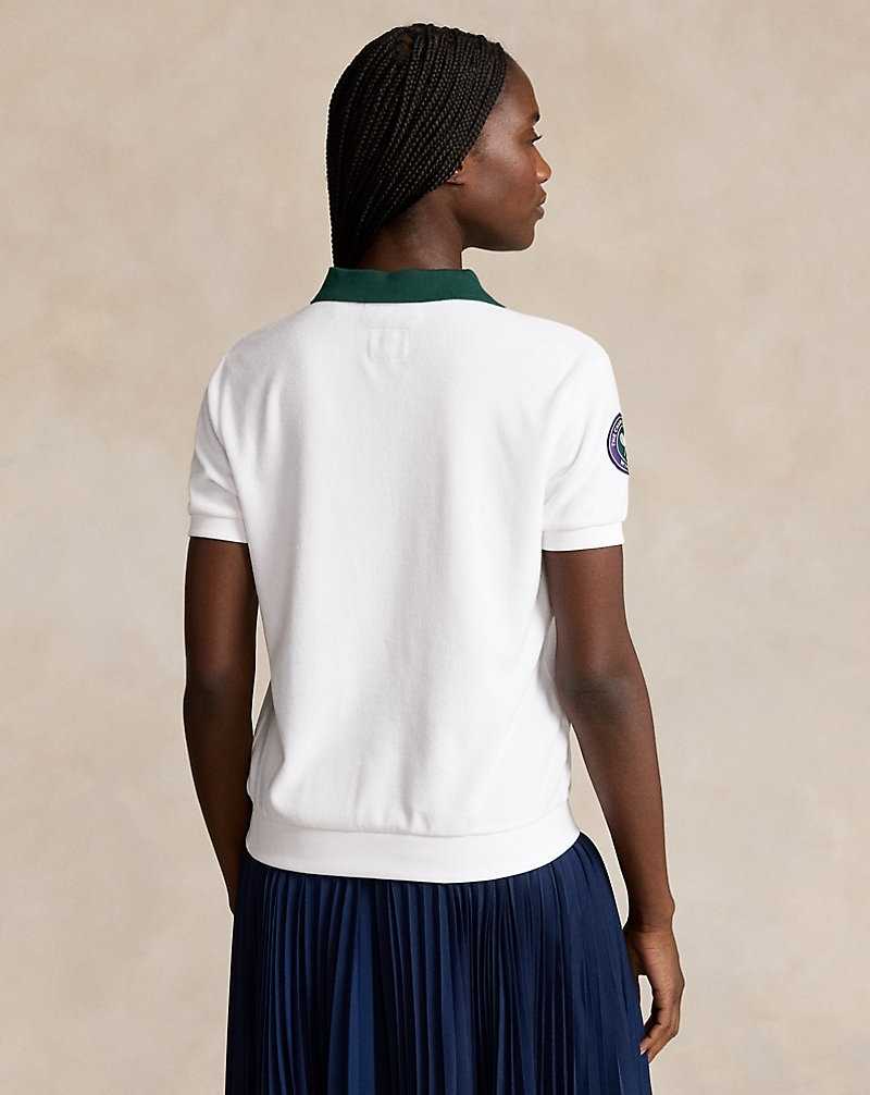Camisa Polo Ralph Lauren Wimbledon Terry Mujer Ceramic White/moss Agate | DLINCJW-23 - vista 4