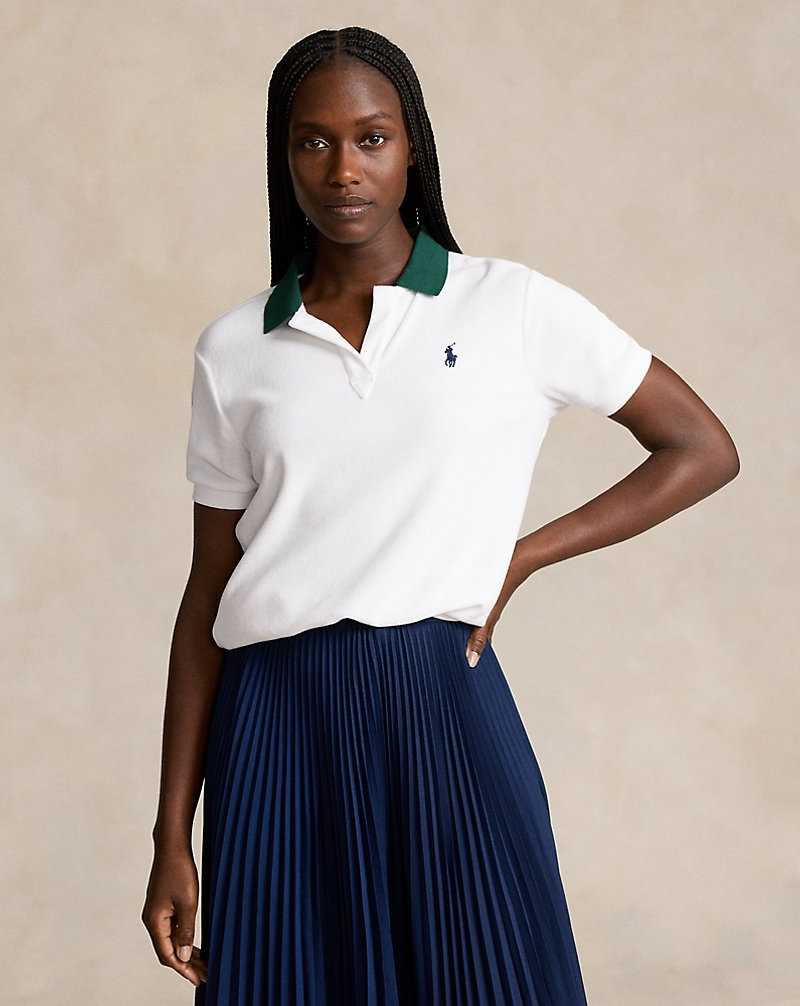 Camisa Polo Ralph Lauren Wimbledon Terry Mujer Ceramic White/moss Agate | DLINCJW-23 - vista 1