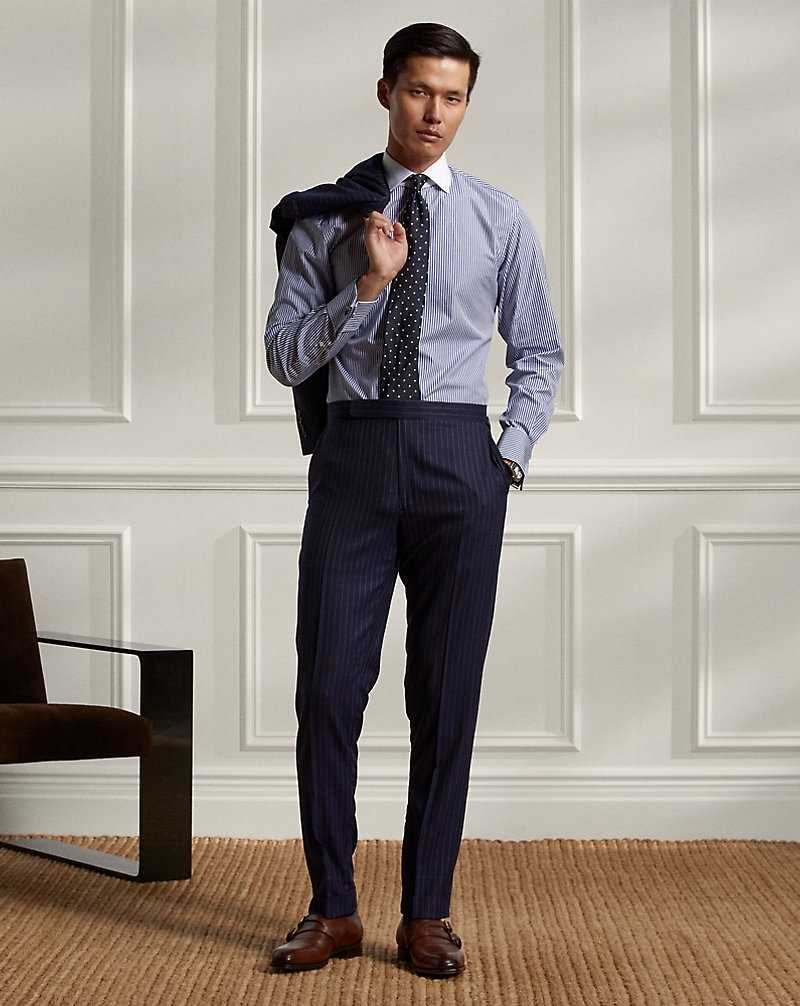 Camisas Formales Ralph Lauren Bengal-Stripe French Cuff Hombre Azules Blancos | ZSDUKNR-54 - vista 3