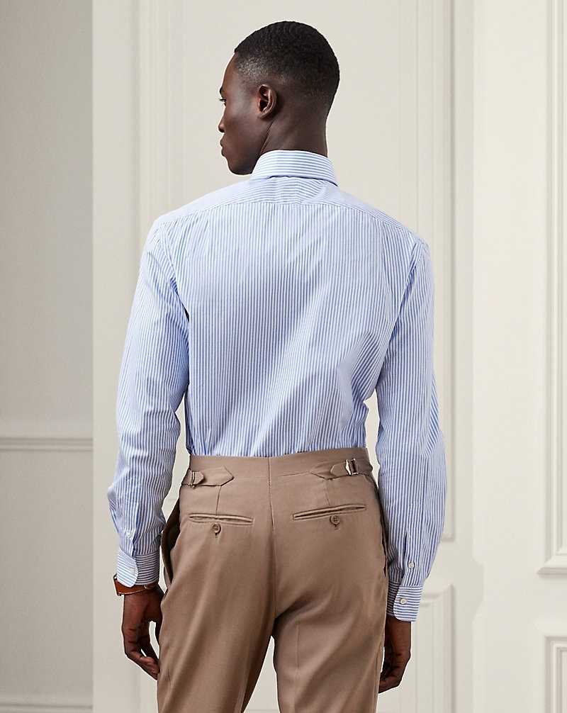 Camisas Formales Ralph Lauren Bengal-Stripe Poplin Hombre Azules Claro | FYCULXB-75 - vista 4