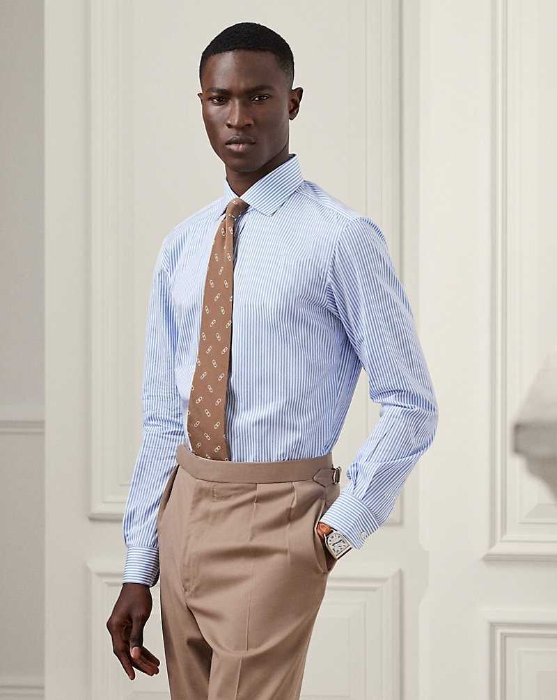 Camisas Formales Ralph Lauren Bengal-Stripe Poplin Hombre Azules Claro | FYCULXB-75 - vista 1