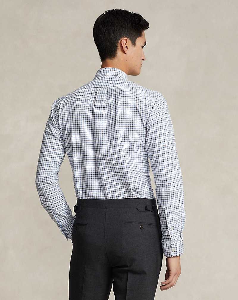 Camisas Formales Ralph Lauren Custom Fit Tattersall Oxford Hombre 6140a White/Blue Multi | UZCTVPX-78 - vista 4