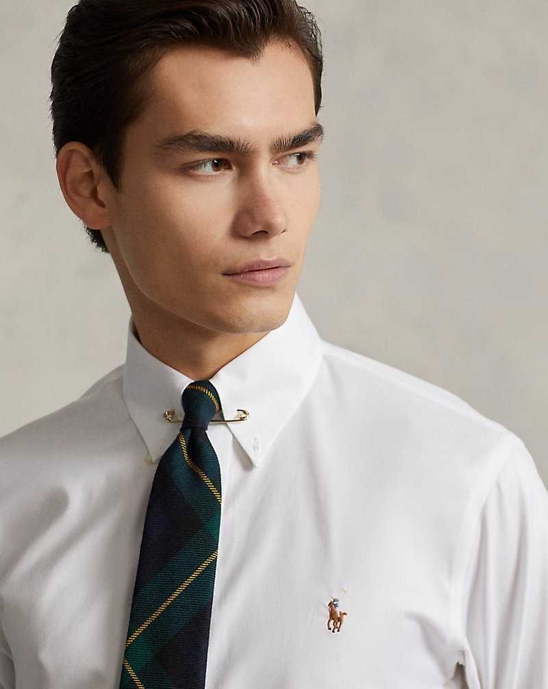 Camisas Formales Ralph Lauren Custom Fit Oxford Hombre Blancos | BWACZVN-07 - vista 5