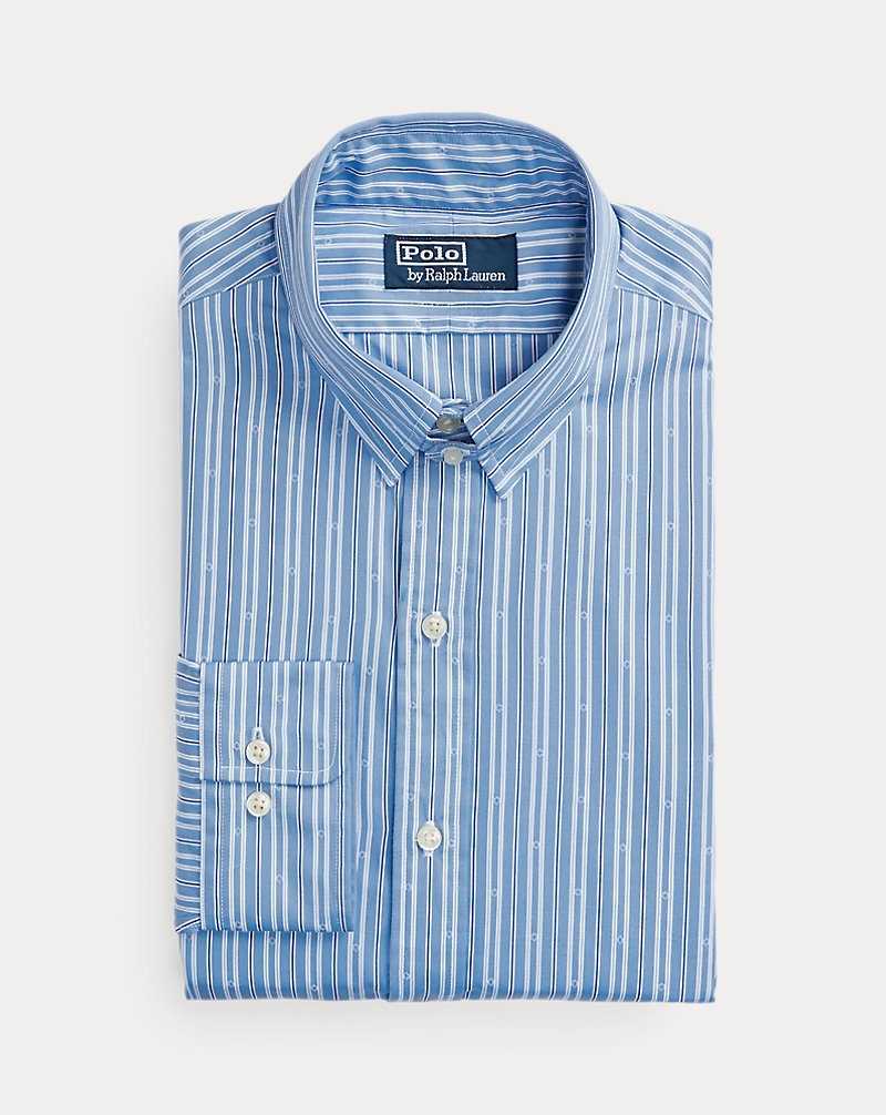 Camisas Formales Ralph Lauren Custom Fit Striped Dobby Hombre Fall Blue/White | JHDXAKU-65 - vista 2