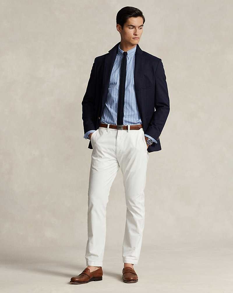Camisas Formales Ralph Lauren Custom Fit Striped Dobby Hombre Fall Blue/White | JHDXAKU-65 - vista 3