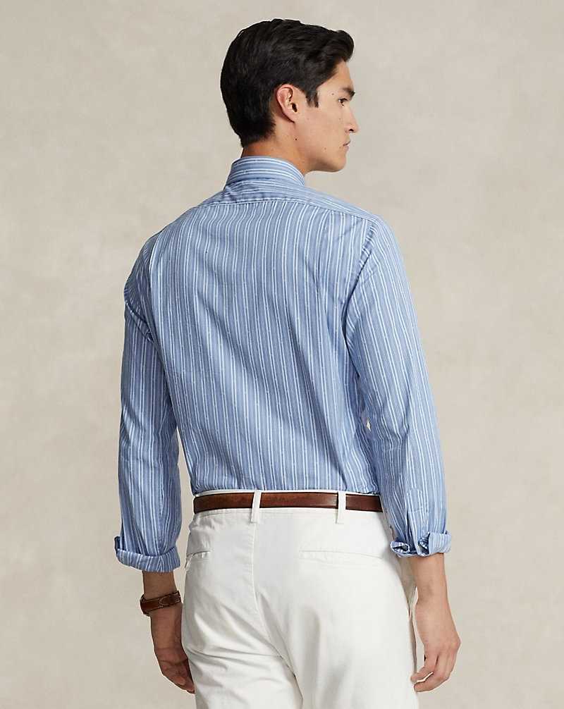 Camisas Formales Ralph Lauren Custom Fit Striped Dobby Hombre Fall Blue/White | JHDXAKU-65 - vista 4