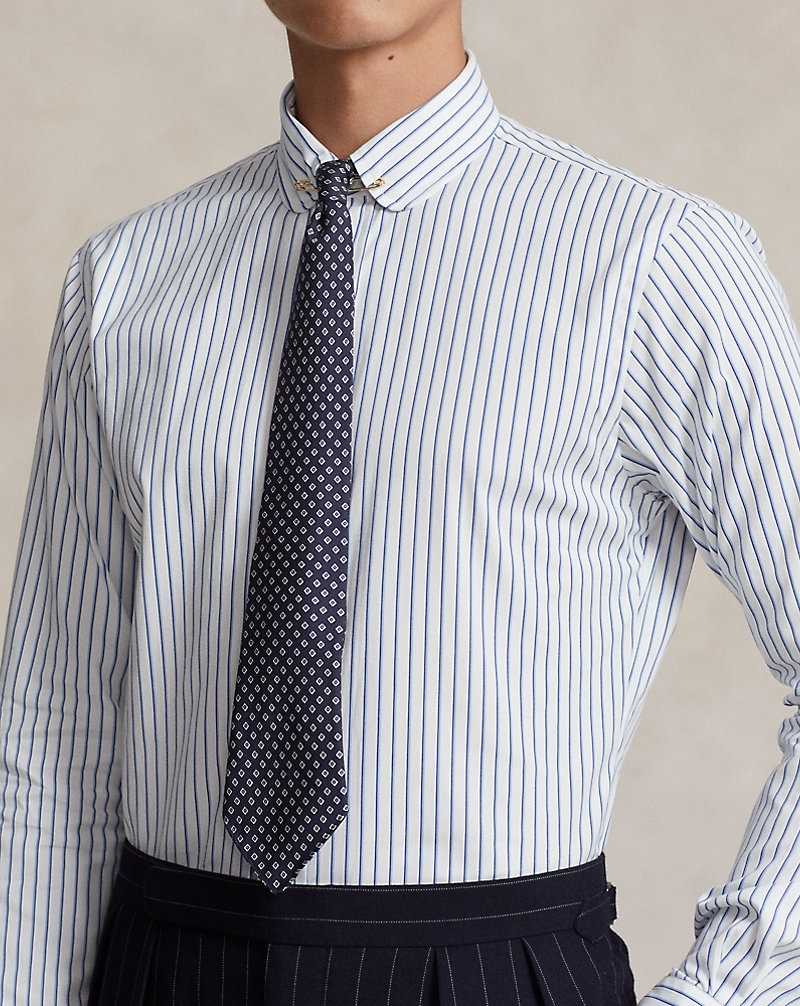 Camisas Formales Ralph Lauren Custom Fit Striped Poplin Hombre Azules | MZNFHTC-93 - vista 5