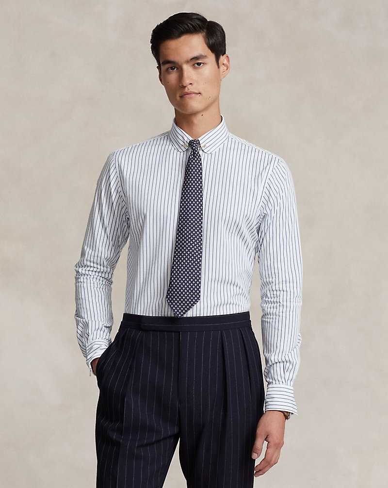 Camisas Formales Ralph Lauren Custom Fit Striped Poplin Hombre Azules | MZNFHTC-93 - vista 1