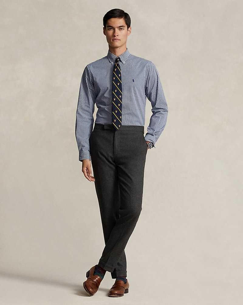 Camisas Formales Ralph Lauren Custom Fit Gingham Stretch Poplin Hombre Navy/White | CJDYRXN-65 - vista 3